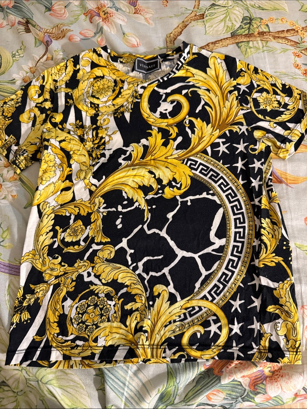 Versace Black, Gold and White Baroque Graphic Tee